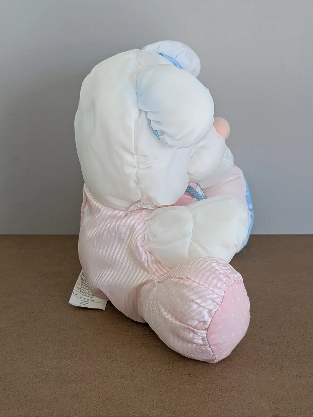 Vintage 1983 Puffalump Puppy Fisher-Price White, Pink, & Blue Nylon Toy Rattle - Picture 3 of 16